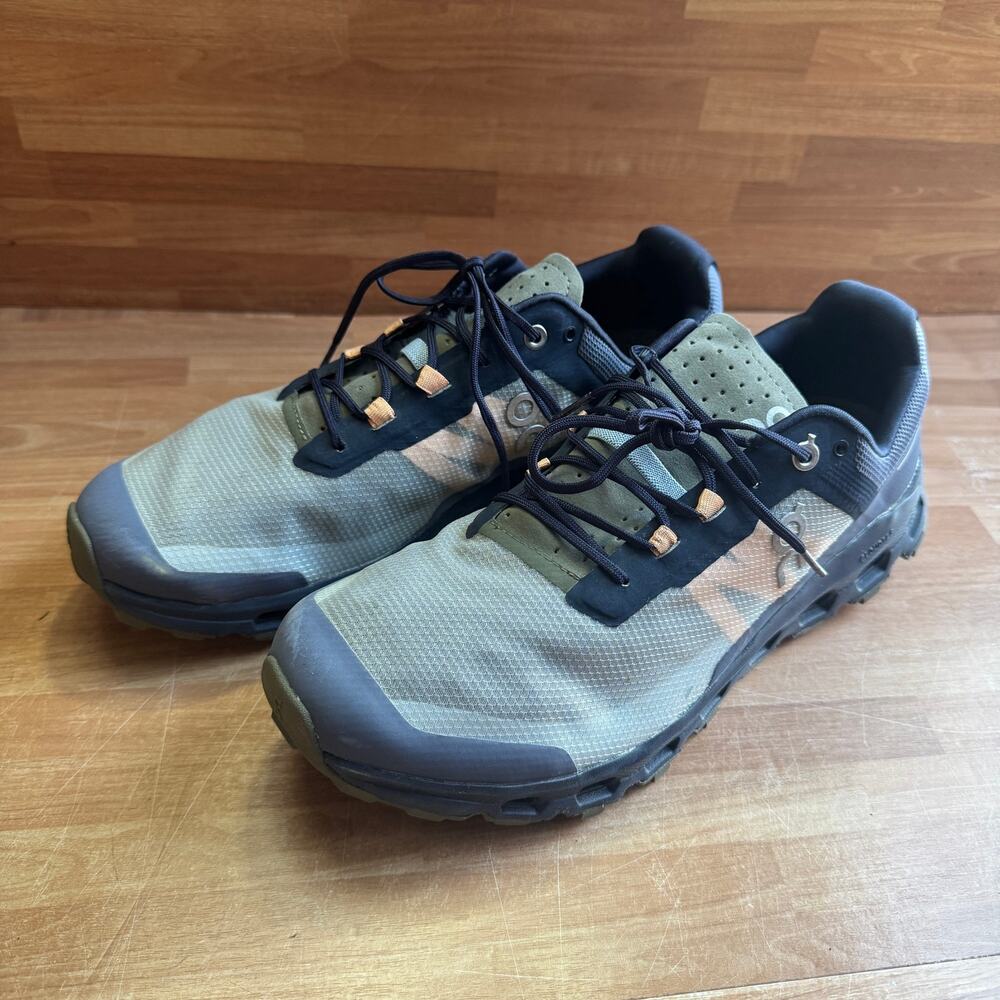 On Cloudvista Trail Running Shoes in the Midnight/Olive size 9.5